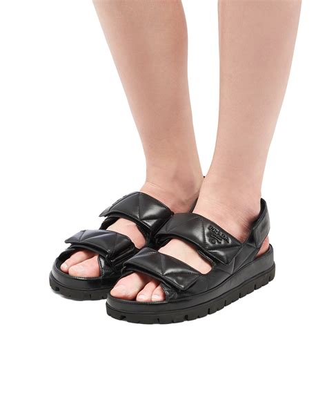 prada nylon and leather sandals|padded nappa leather sandals prada.